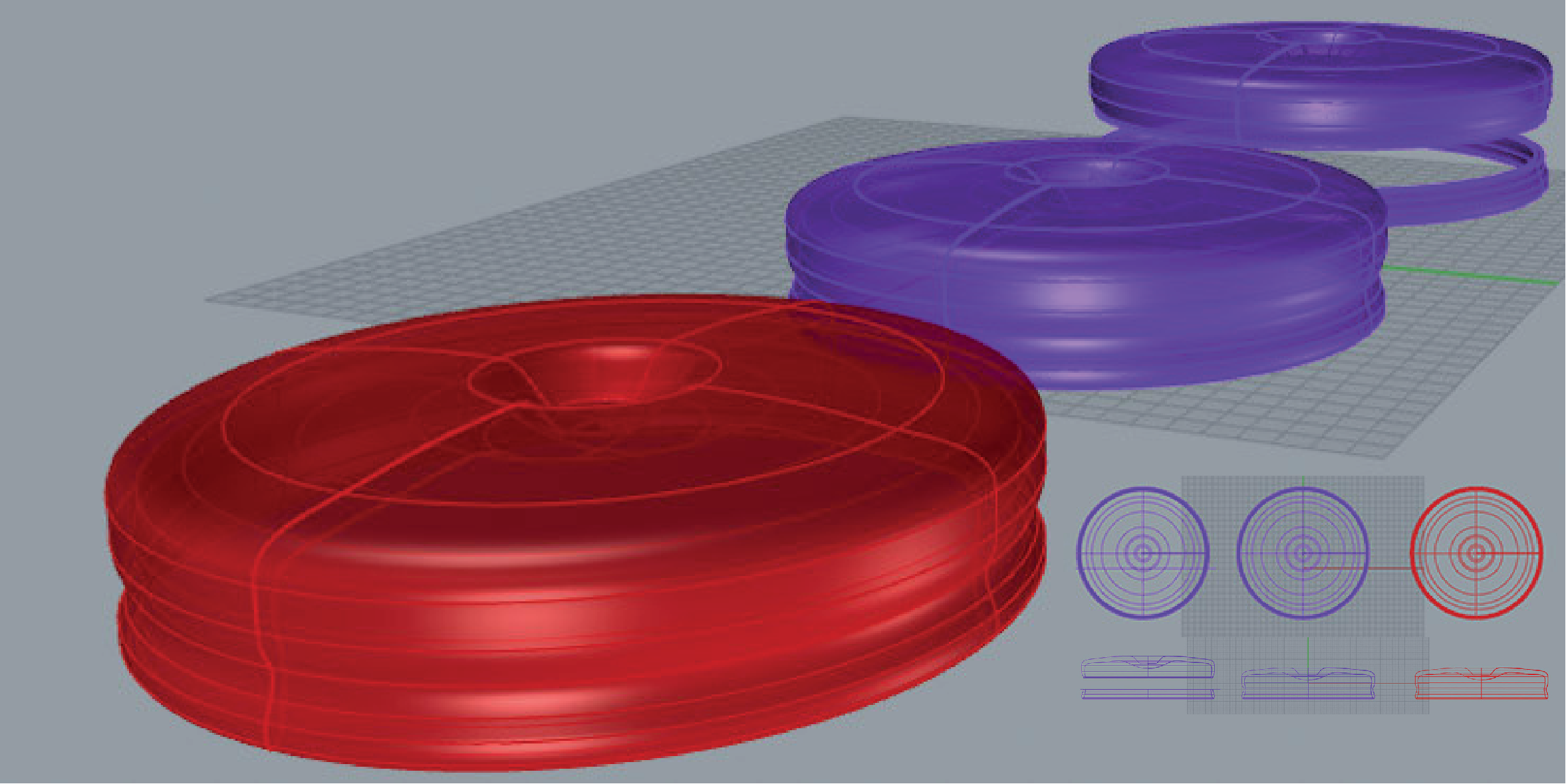 THUDPUK Rhino CAD — boomerang profile development with edge taper specifications